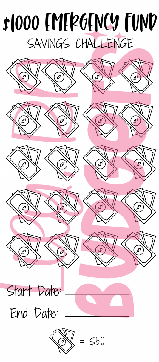 Emergency Fund Savings Challenge - Digital Download