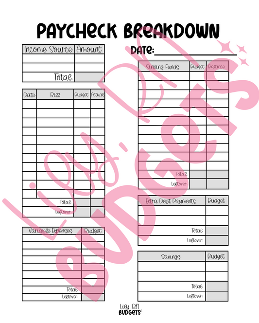 Paycheck Breakdown (NEW DESIGN!) - Digital Download