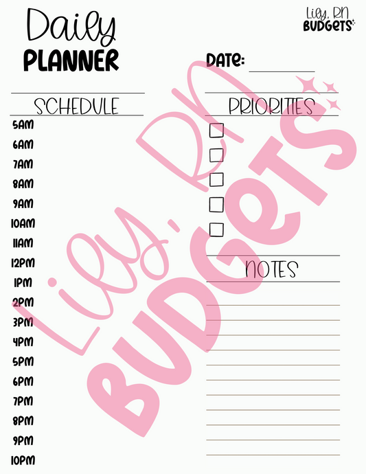Daily Planner - White Background