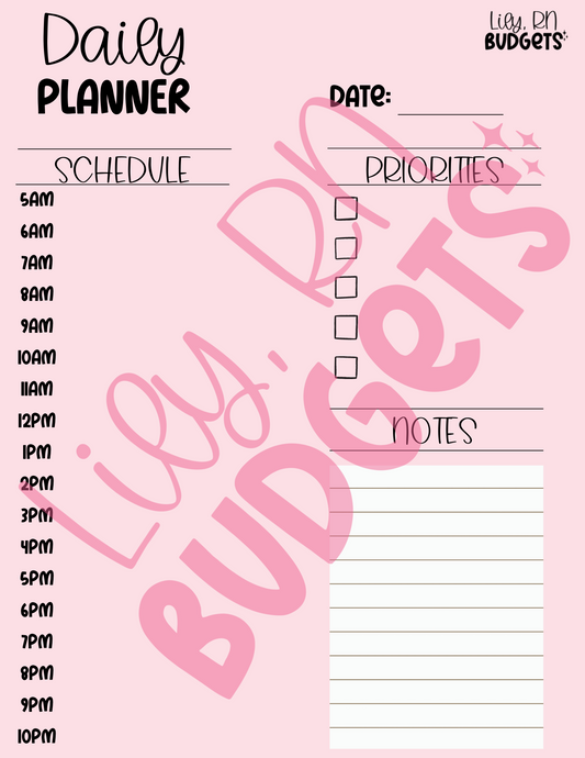 Daily Planner - Pink Background