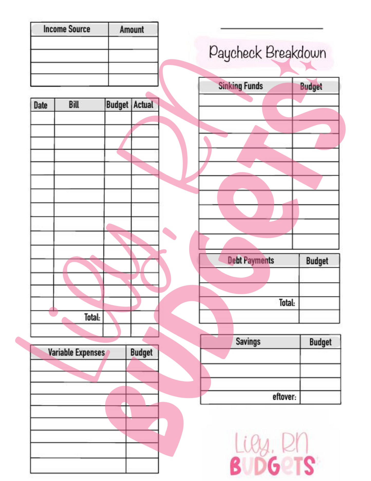 Paycheck Breakdown template