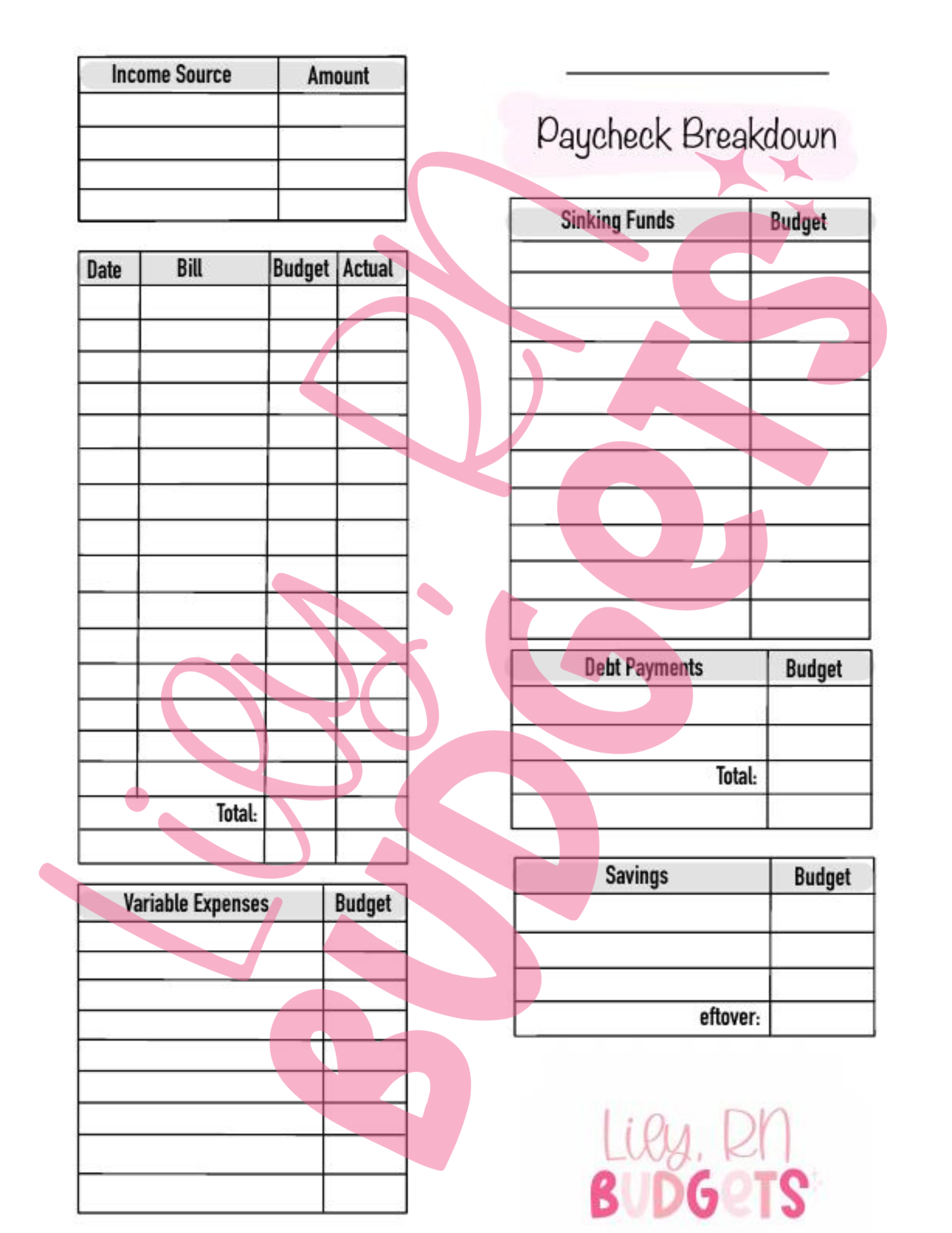BUDGET STARTER PACK - 6 budget templates – lilyrnbudgets